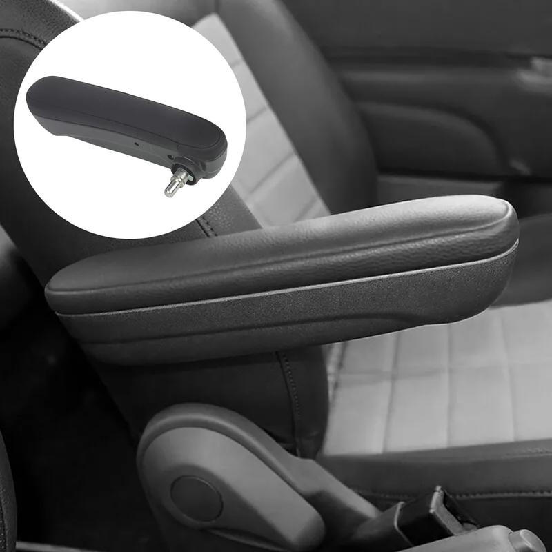 1pc Black Left Front Seat Armrest Inboard For 2016- Fiat 500 L4 1.4L Premium PU Elbow Support Pad 6BV31KRLAA 6BV48KRLAA