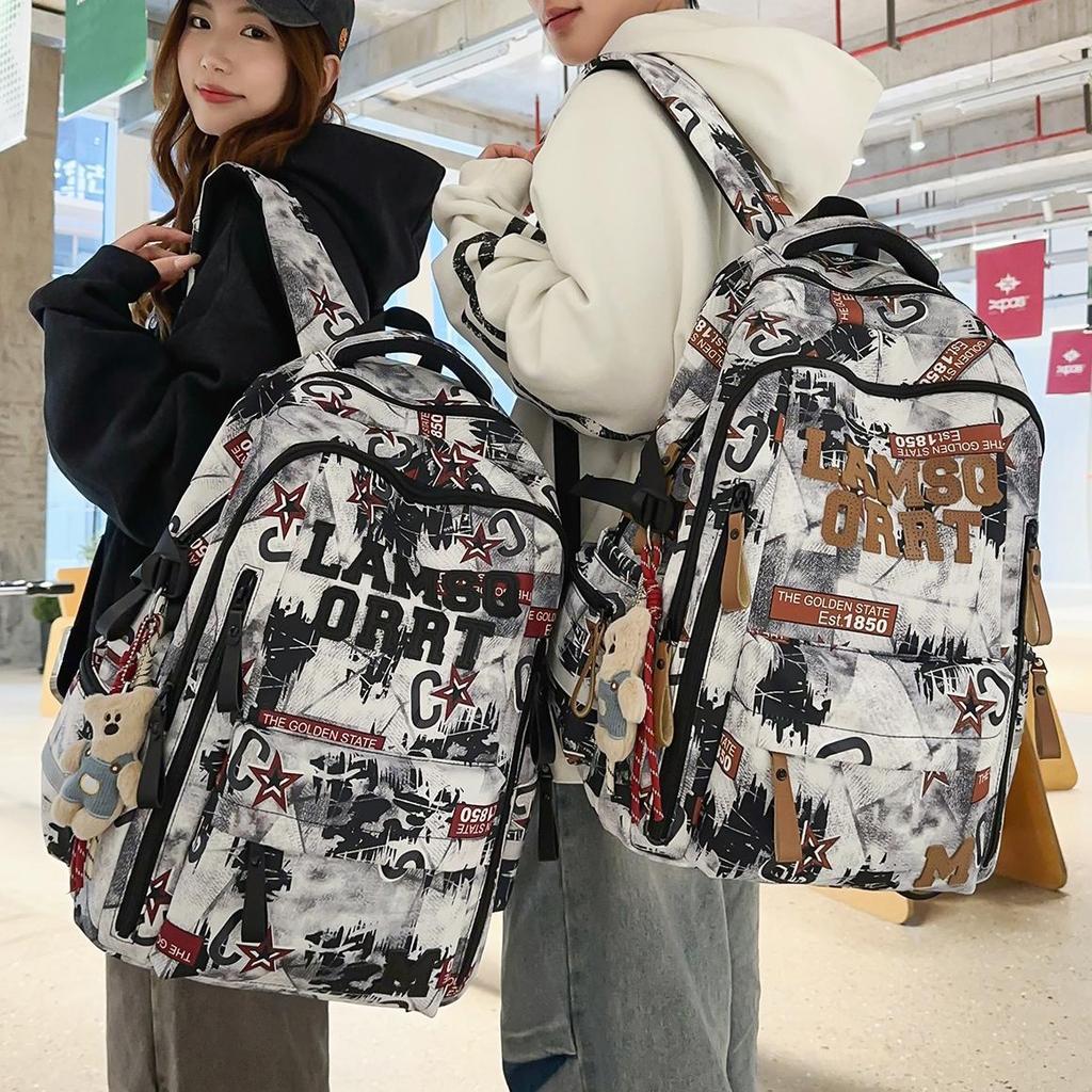 New Graffiti Niche School Bag for Junior High and High School Boys, Lightweight Spine Protection, Lightweight Large Capacity Design Laptop Backpack