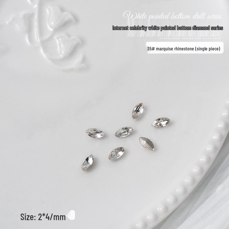 

Украшения для ногтей: Прозрачные заостренные стразы - формы Сердце, Капля воды, Квадрат, Бабочка