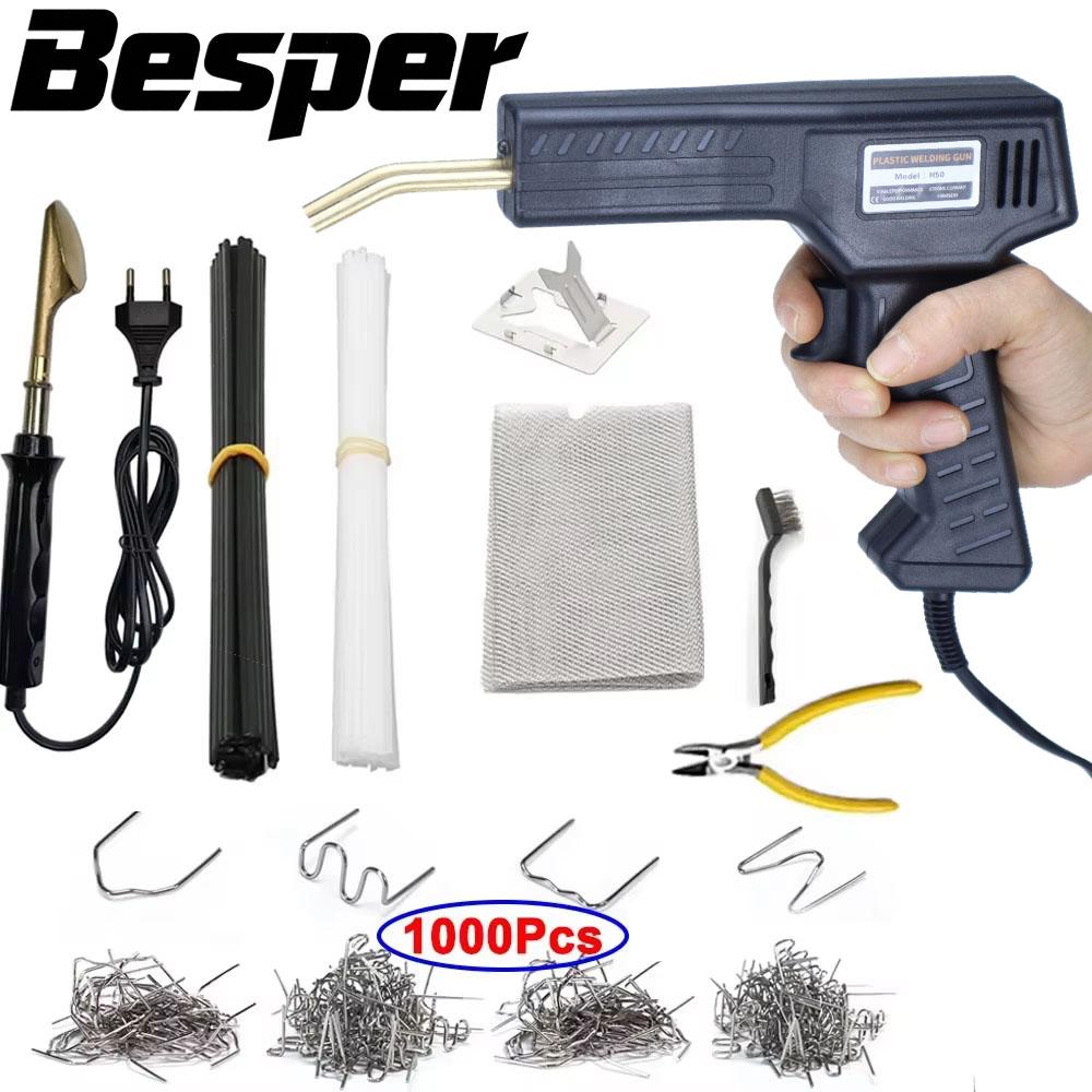 50W Plastic Welder, Hot Stapler Electric Soldering Iron Tools, 1000/200PC Staples, Car Bumper Repair Kit DIY Home Plastic Repair