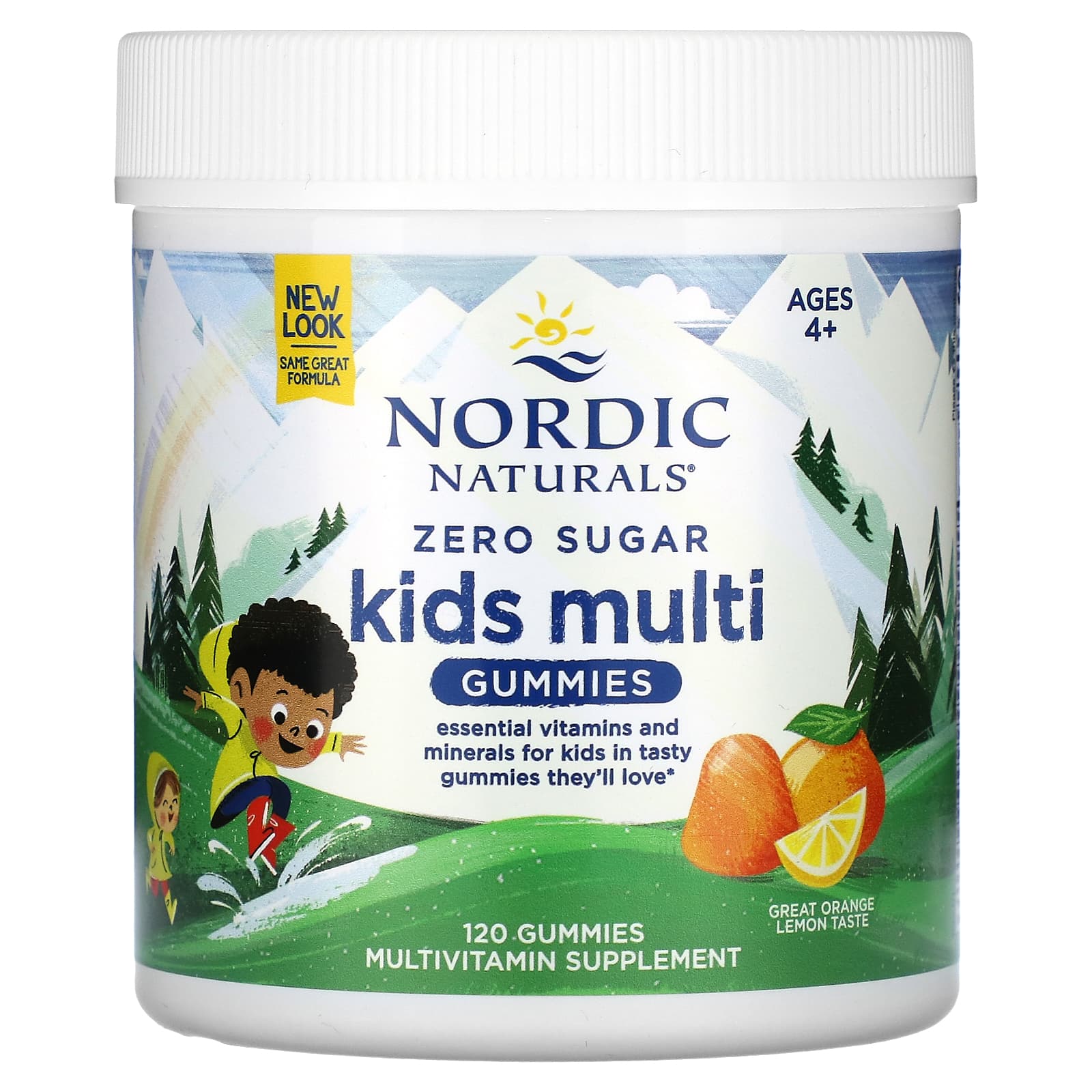 

Nordic Naturals, Zero Sugar Kids Multi Gummies, Ages 4+, Orange Lemon, 120 Gummies