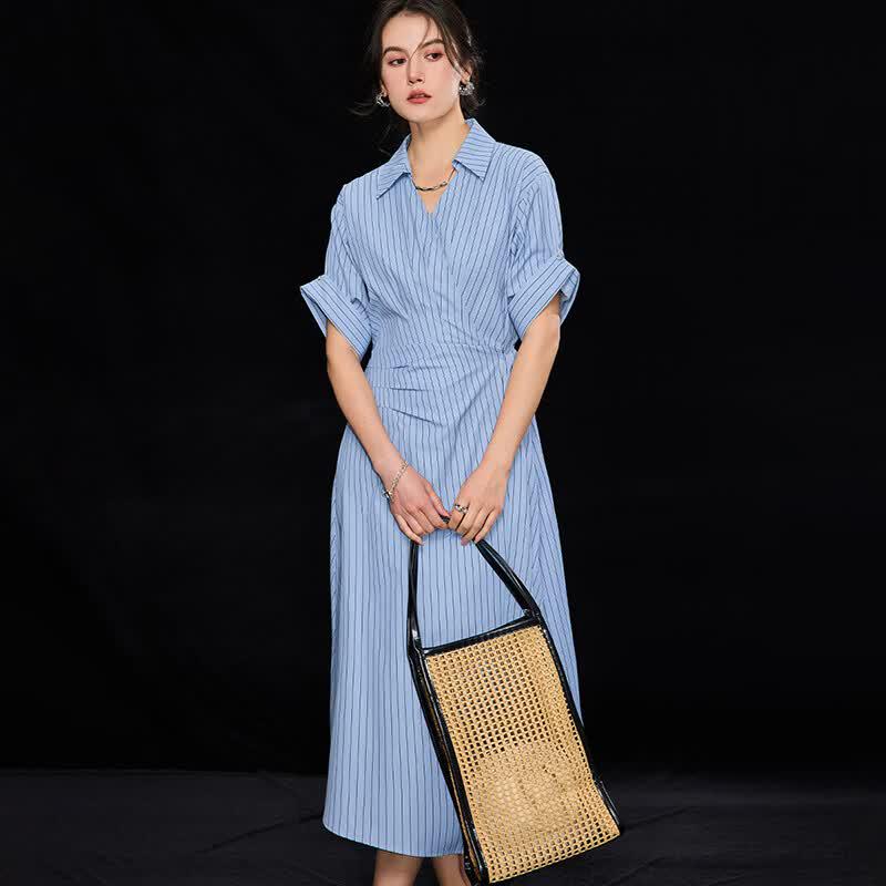 Wudao Vertical Striped Shirt Dress