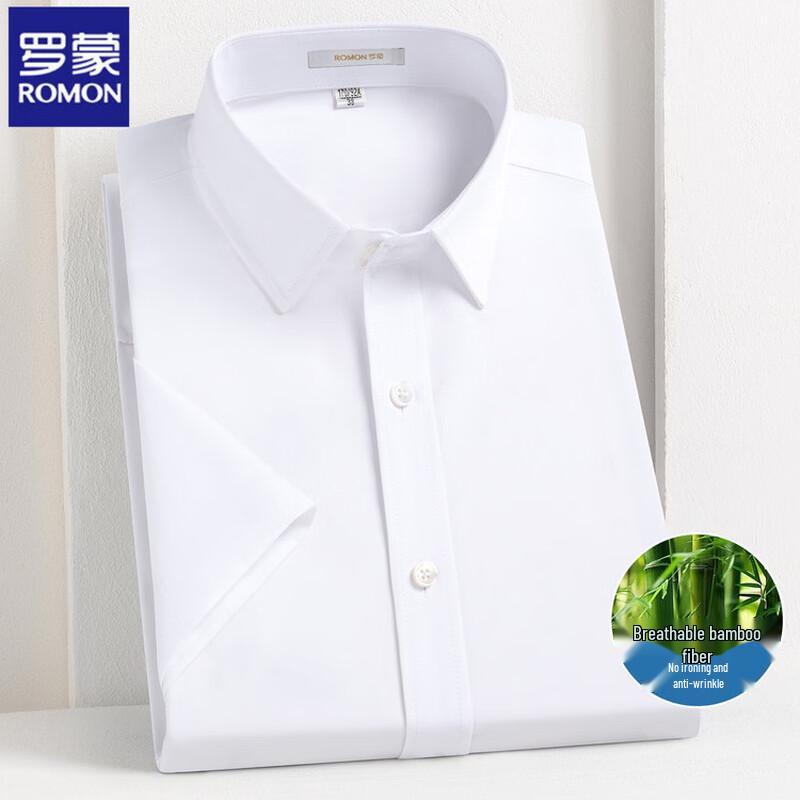 ROMON Men s Bamboo Fiber Short Sleeve Business Casual Shirt 48