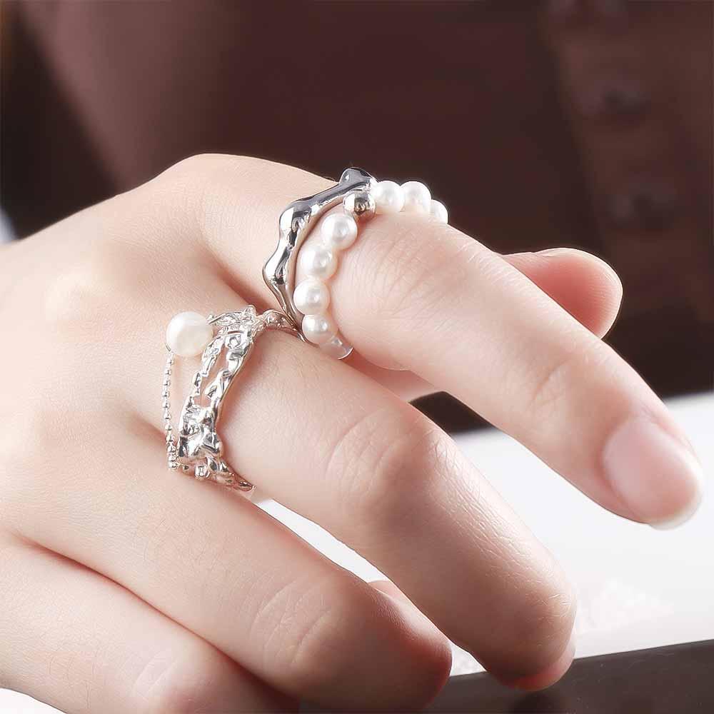 Chain Baroque Pearl Jewelry Gifts Adjustable Open Ring Women Rings Korean Style Index Finger Ring