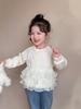 2025 New Style Lace Patchwork Long-Sleeved Princess Sweatshirt for Little Girls, Korean Fashion.