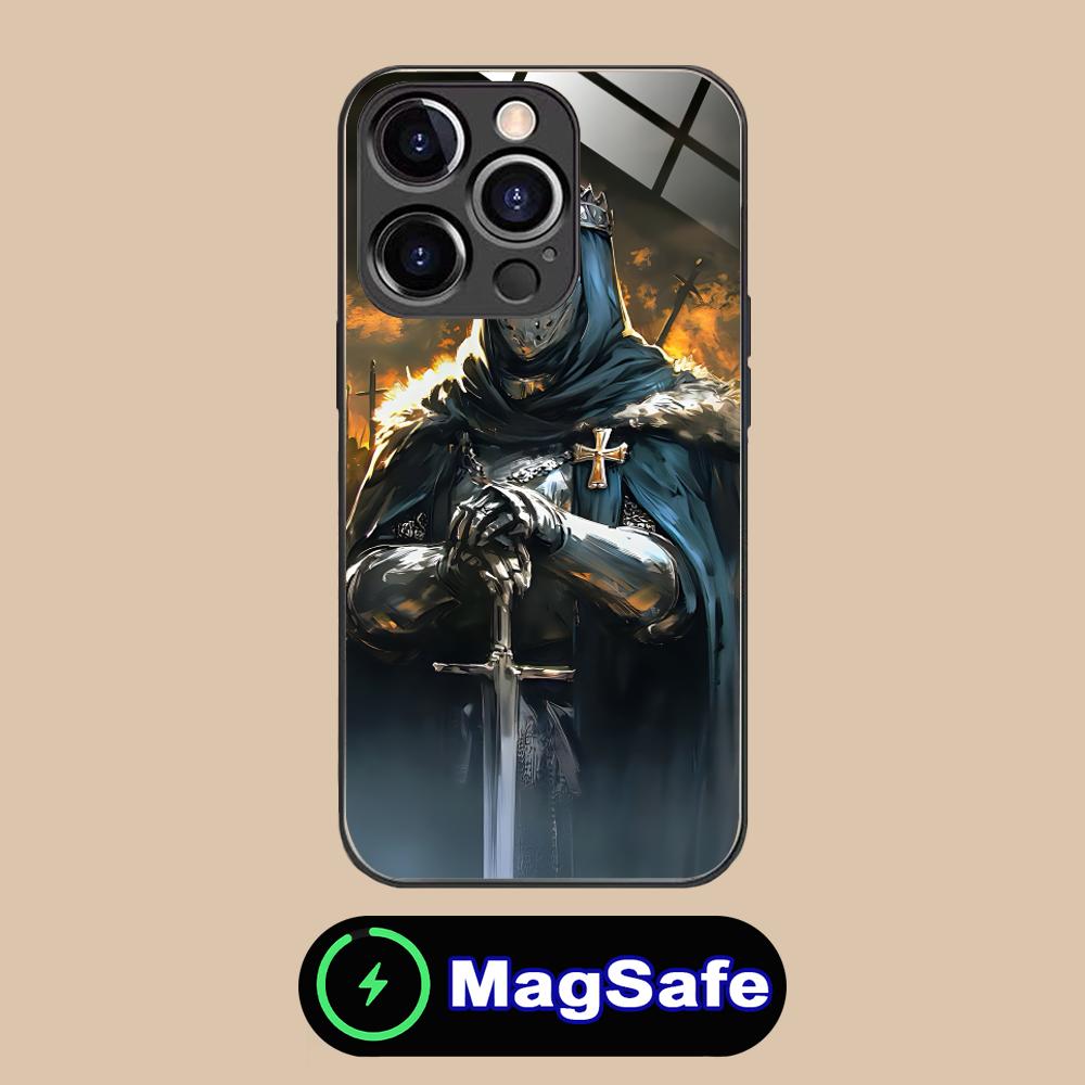 

Templar Knights Mobile Phone Case for iPhone 16 15 14 13 12 11 Pro Max Plus Mini MagSafe Glass Colour Protective Cover Luxury iPhone 11 Pro Max