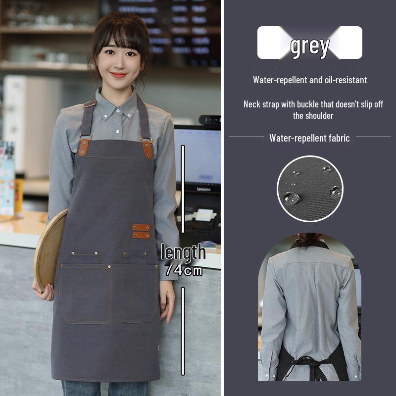 Waterproof Canvas Barista Apron: Logo Baking, Milk Tea Shop, Florist, Bartender, Dirt-Resistant