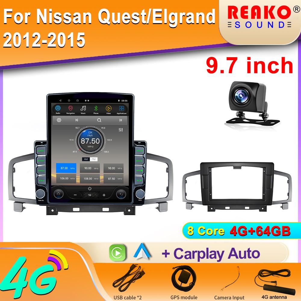 9.7" Vertical Style Tesla Screen Car Radio For Nissan Quest Elgrand E52 2011-2016 GPS Navigation Multimedia Player Carplay 2din
