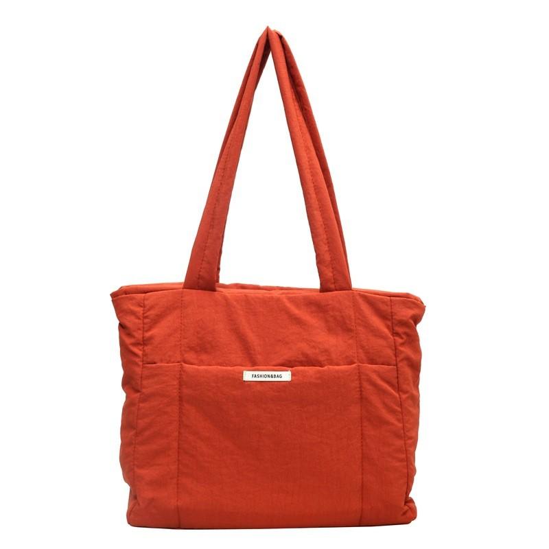 Minimalist Nylon Canvas Tote With Inner Zipper Storage For Casual Office Use