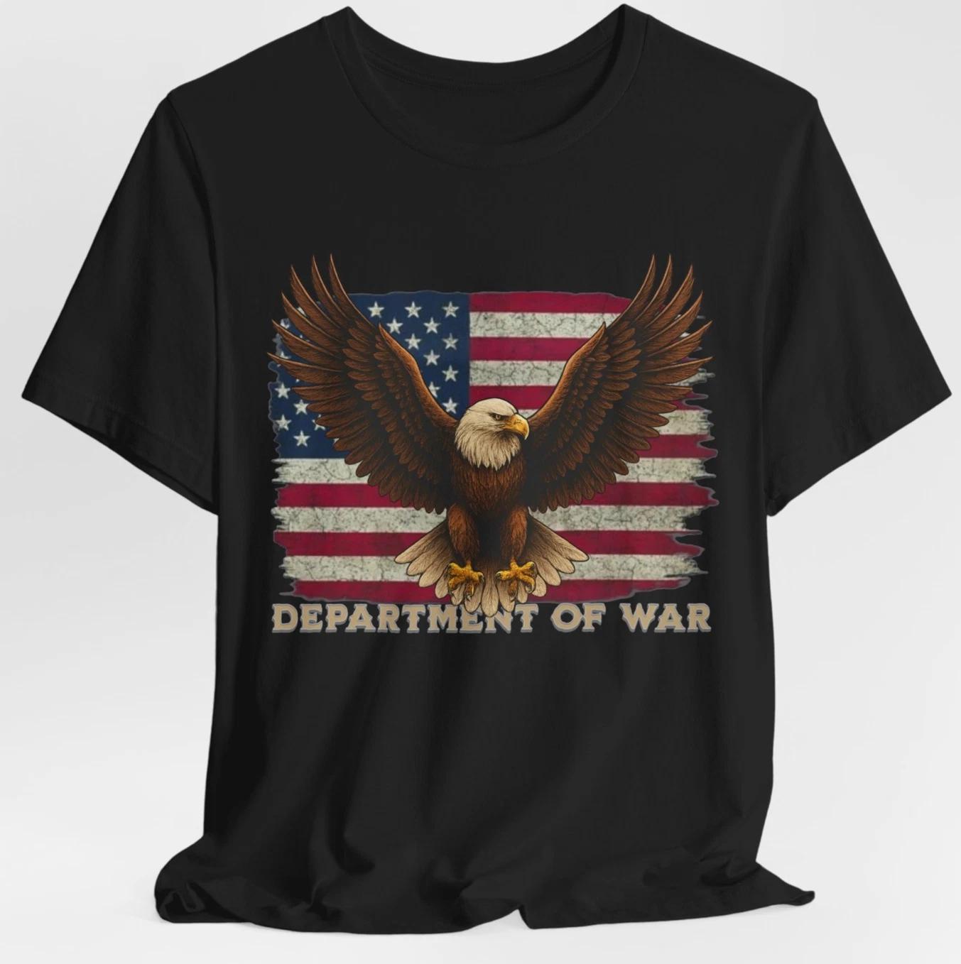 Department of War T-Shirt Patriotic American Flag Bald Eagle Military Veteran M