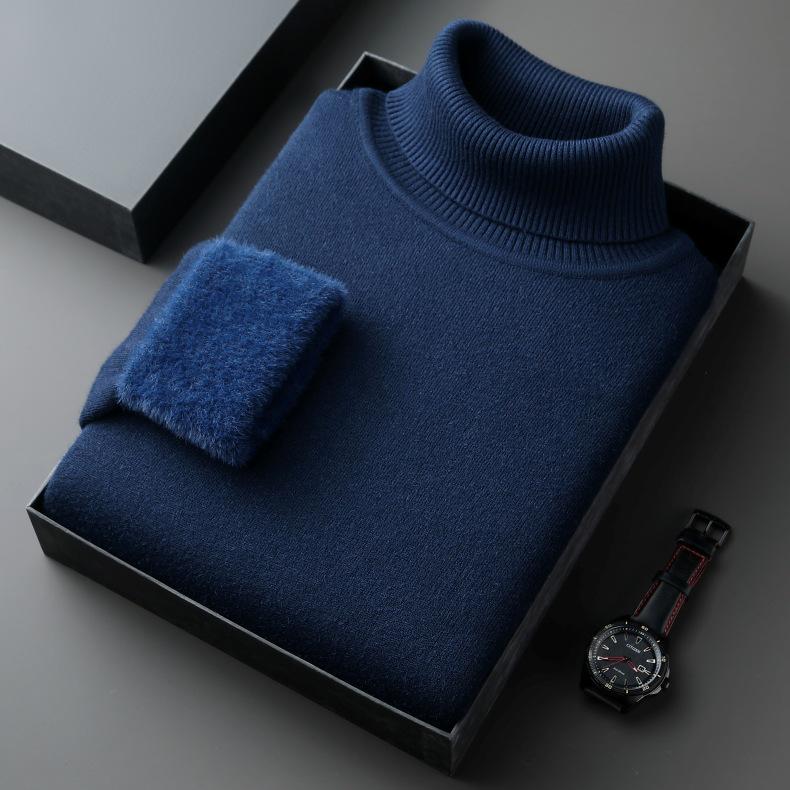 Autumn/Winter 2025 Men's High-Neck Wool Blend Plush-Lined Sweater