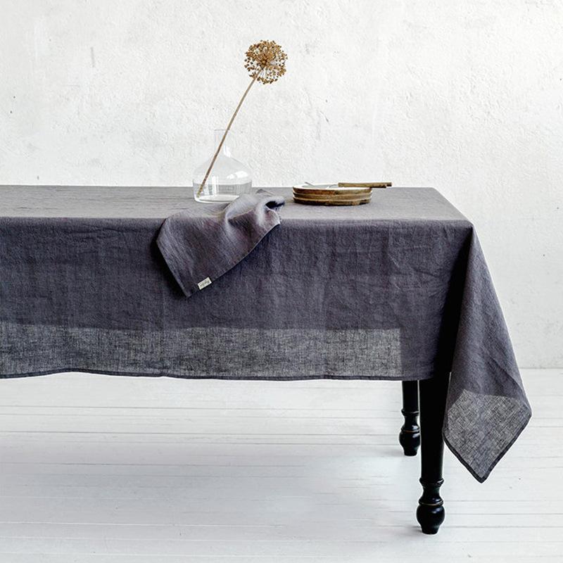 100%Linen Tablecloth, Natural Durable Material Rectangle Dust-Proof Table Cover,for Kitchen Dinning Party Tea Table Decoration