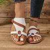 36-43 New Large Size Color Matching Toe Flat Bottom Slippers Women's Outer Wear Rivets Light Beach Sandals