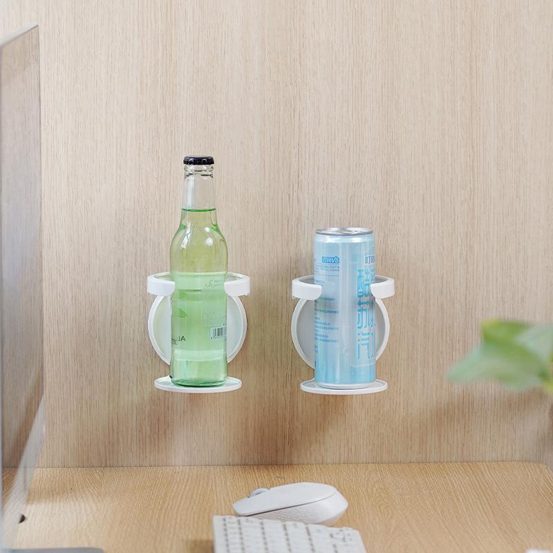 Durable Wall-Mounted Round Cup Holder Foldable Self-Adhesive Drink Holder Multipurpose Space-Saving Wall Bottle Rack