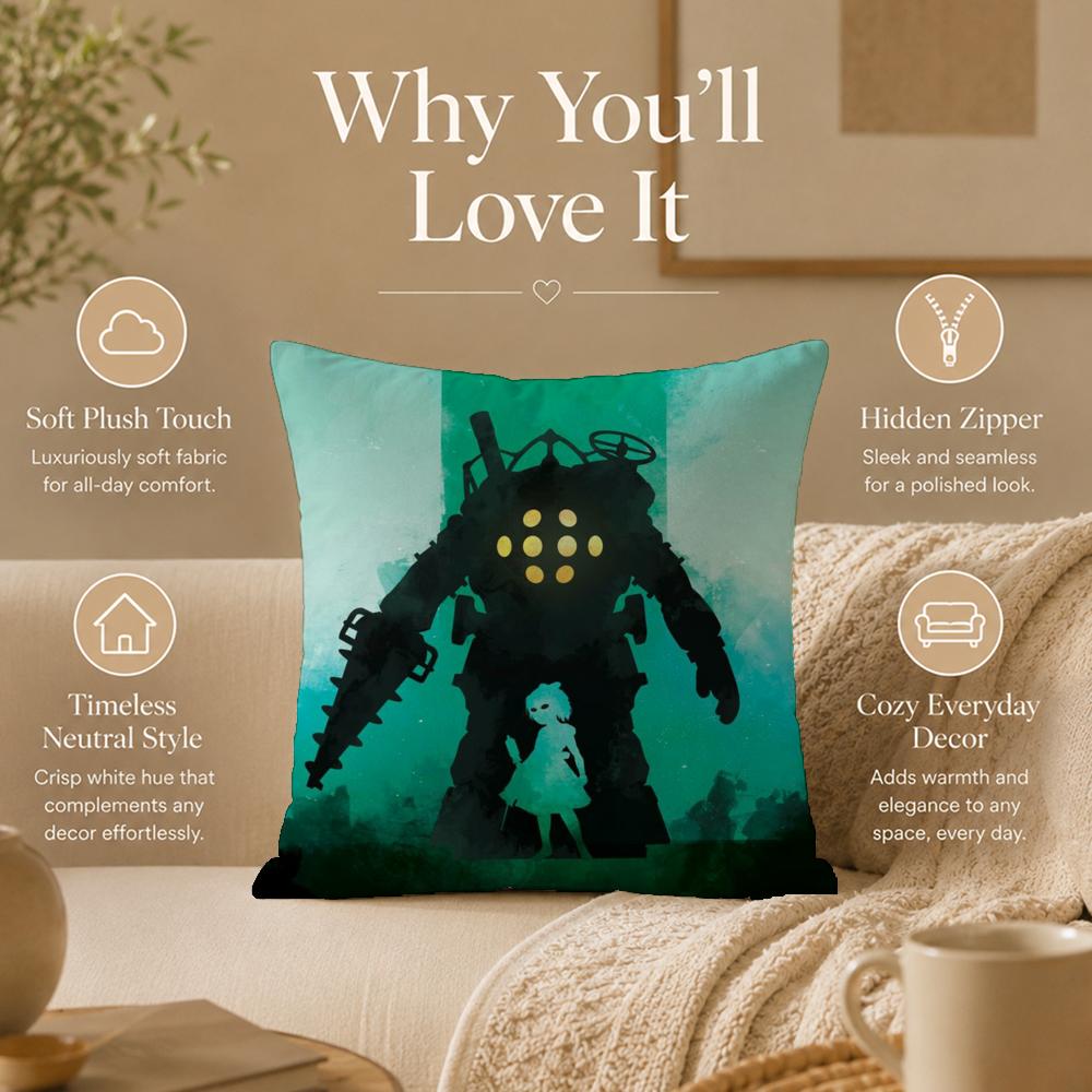 Art B‑BioShock Rapture Cushion Cover Double-Sided Printed Pillow Cover Hypoallergenic Dust-Mite Proof