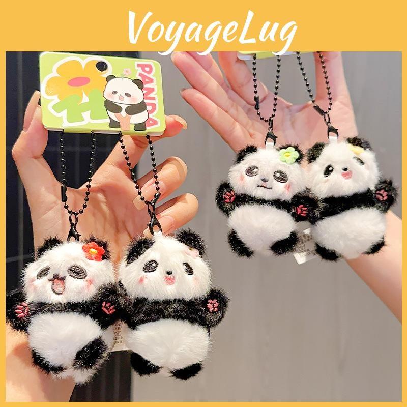 Flowers Panda Design Cute Animal Plush Pendant Keychain For Gift Accessories And