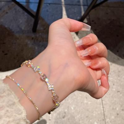 Pulsera de Zirconia Cuadrada Rosa Dream Girl Verano 2023 Nueva Pulsera de Zirconia a Presión Correa de Transporte