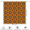 Circular Pattern Shower Curtain Vibrant Orange, Red Yellow Geometric Print On Blue Fabric For Bathroom Decorations