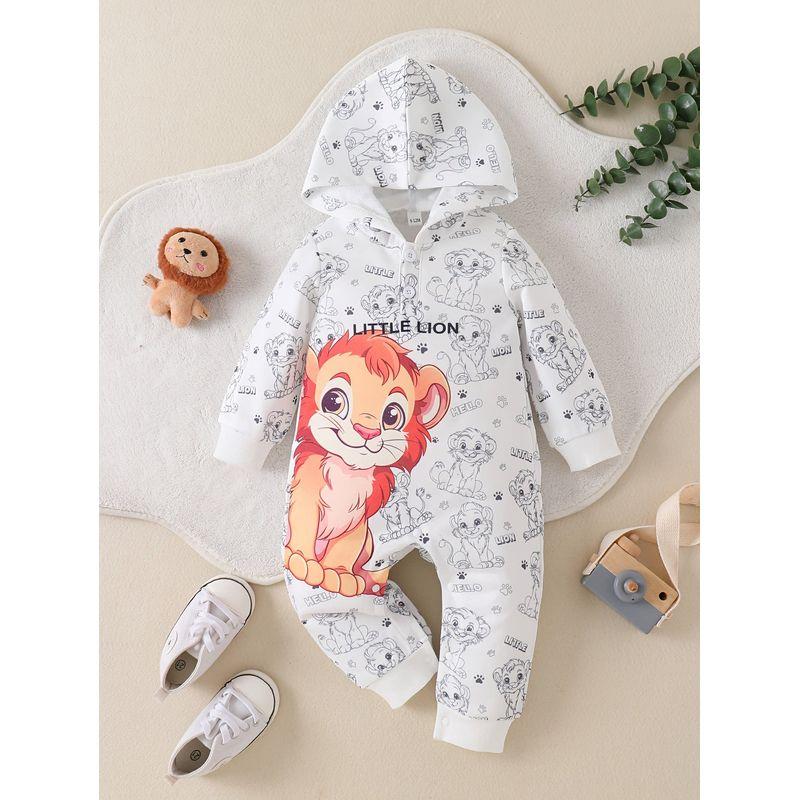 

Foreign Trade Ins Newborn Infant Boy Spring and Autumn Style Letter and Lion Print Long-Sleeve Romper Trendy Jumpsuit Mixed Color Dd319A 0-3m Months