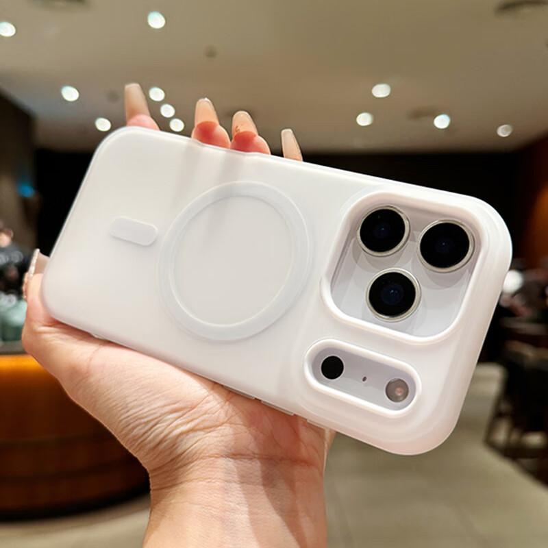 Matte Magnetic iPhone 17 Case, Simple Frosted Skin Feel, Anti-drop for iPhone 17, 2-in-1 Anti-drop Anti-slip Dopamine Jelly White