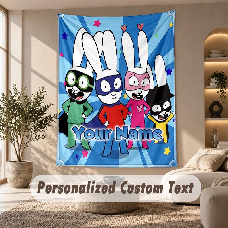 Simon Super Rabbit Tapestry, Personalized Custom Text, Wall Hanging Tapestry For Living Room Home Wall Decor