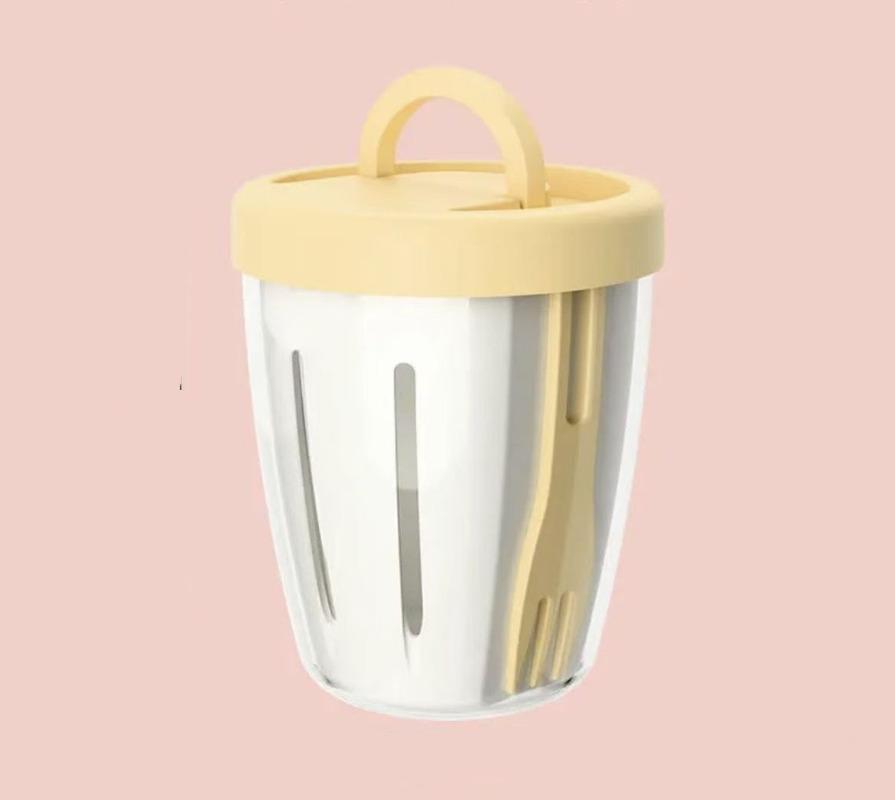 Portable Leak Proof Fruit Cup With Fork, Large Capacity Salad Container For Picnic, Travel, And Office, BPA Free Food Storage Bowl