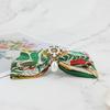MAIA Rose Jacquard Ribbon Pin Large Green