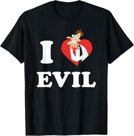 Phineas And Ferb I Heart Evil Dr Doofenshmirtz Logo TShirt Size S 4XL S