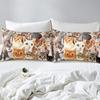 Home Textile Three-Piece Set Cute Kitten Cartoon Digital Printing Quilt Pillowcase Bedding
