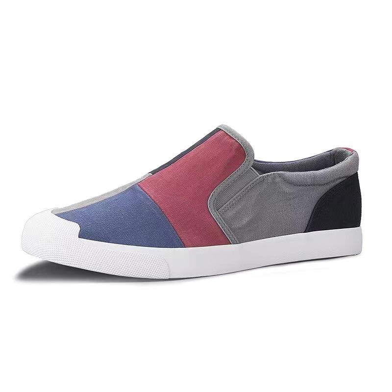 Spring Men's New Canvas Shoes Color Blocking Versatile Korean Style Trendy Low-top Foot Lazy Shoes Casual Shoes Men