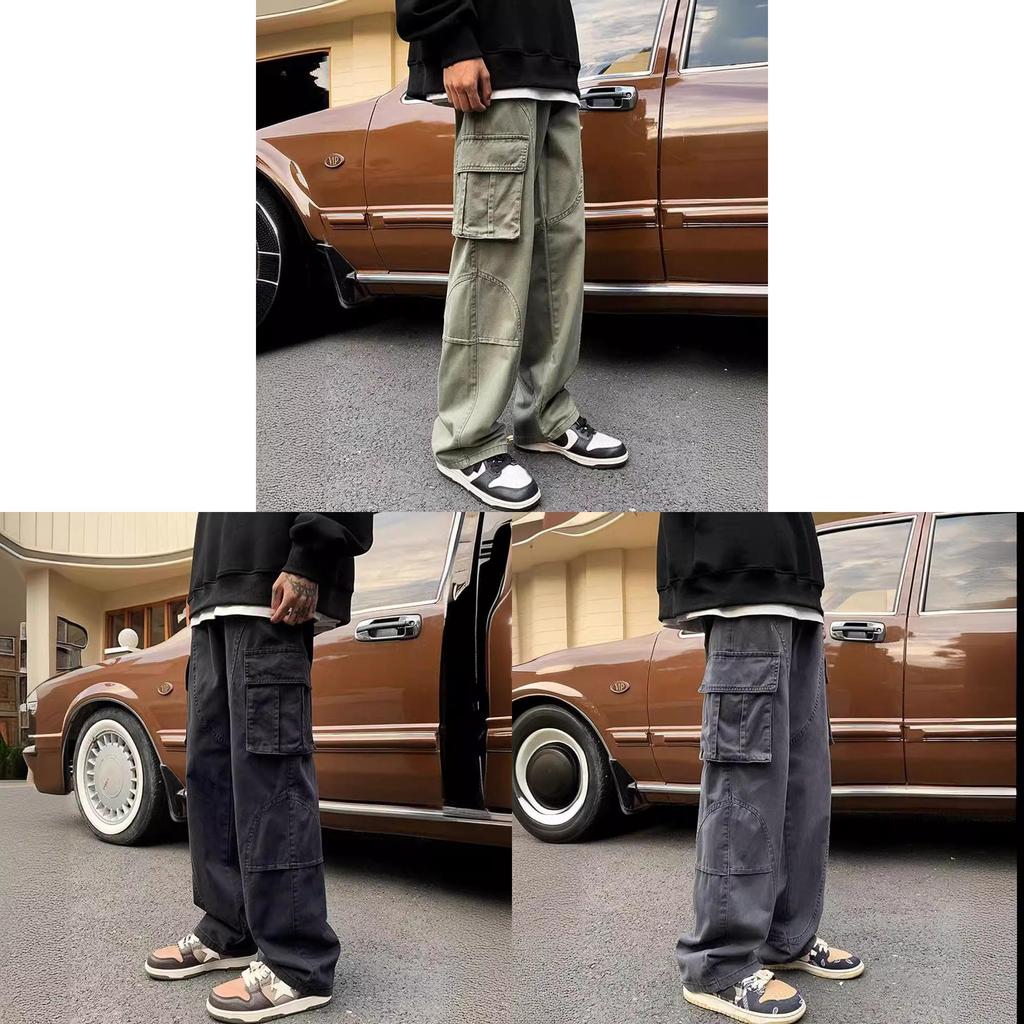 American Retro Work Pants For Men With Stretch Fabric Casual Style For Daily Wear
