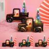 Santa Tree Truck Statue Antique Bronze with Illuminated Christmas Tree Water Filled Santa Pickup