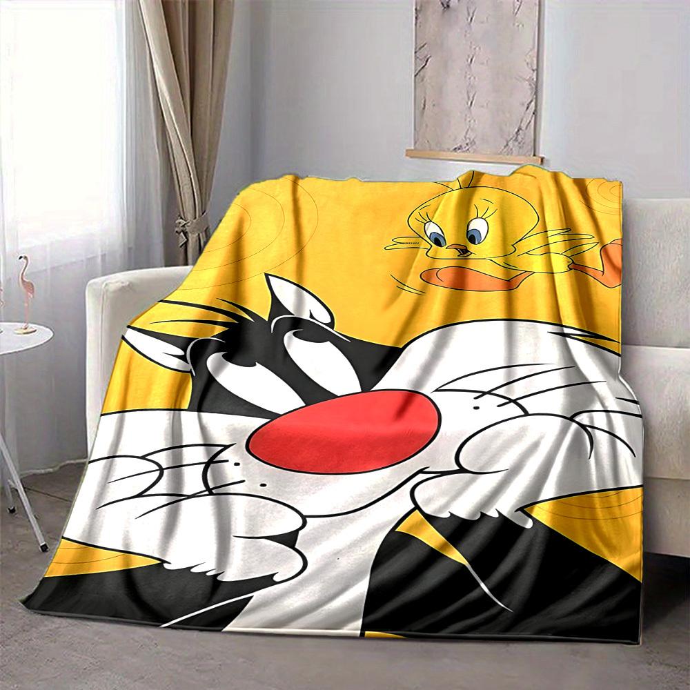 1pc Sylvester Tweety Looney Tunes Flannel Throw Blanket Lightweight Soft Warm All Season Blanket for Sofa, Bed, Travel,L1029020