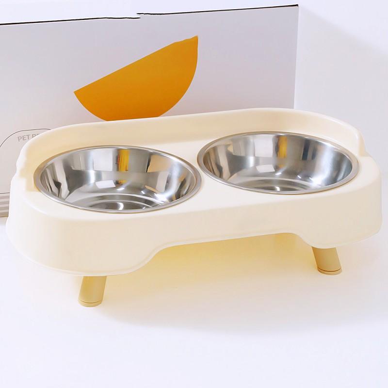 Dog Bowl Stainless Steel Dog Food Bowl Double Bowls for Dogs Feeding Neck Protector Pet Feeder Detachable Feeder Cat Water Bowls