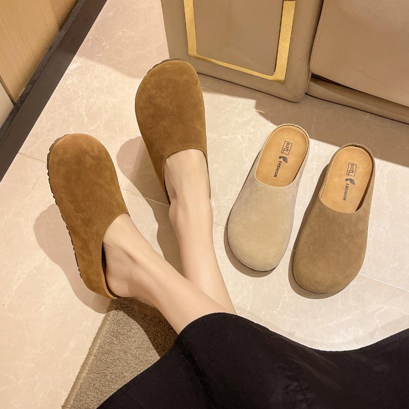 Retro half-drag new spring slack suede bag head lazy non-slip half-slippers outer wear