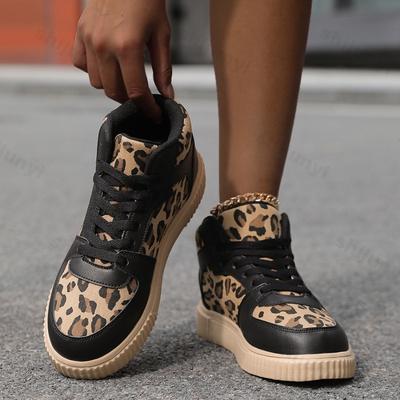 Mode Leopard Design Mode High Top Lässige Sportschuhe für Herren 2025 Herbst Neu Bequem Vielseitig Rutschfest Nische Klobige Sneaker