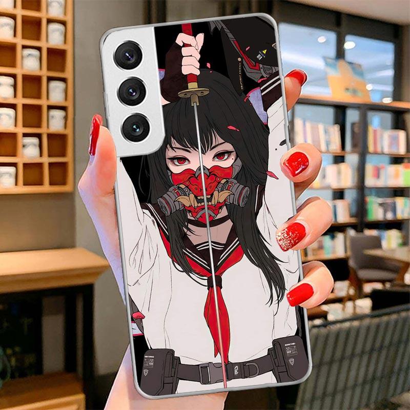 Japanese Style Anime Girl Cover Phone Case For Samsung Galaxy S26 S25 Edge S24 Ultra S23 S22 Plus S21 S20 FE Soft Fundas Shell G