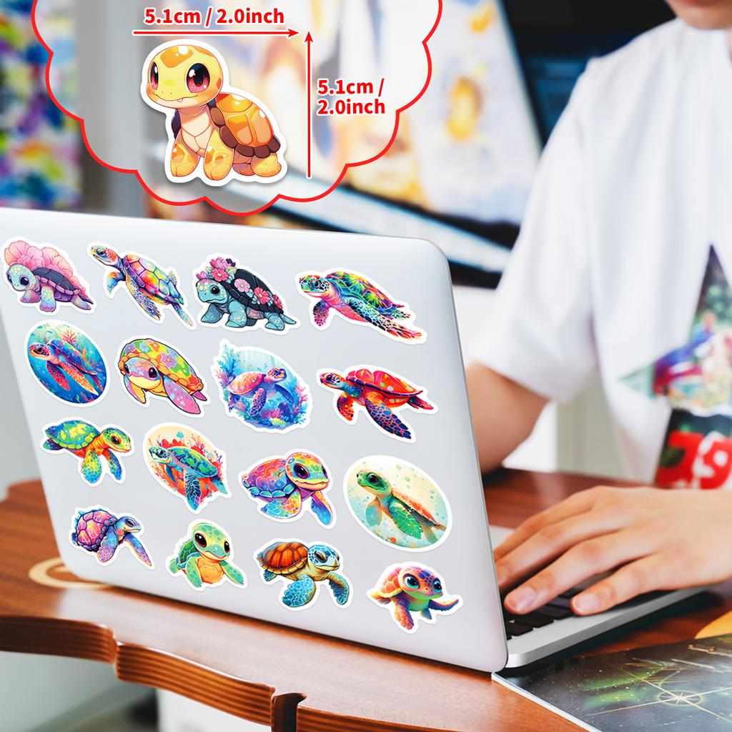 100 Divine Turtle Cartoon Turtle Stickers TEMU Blue Sea Divine Turtle Ocean Small Turtle Graffiti Stickers