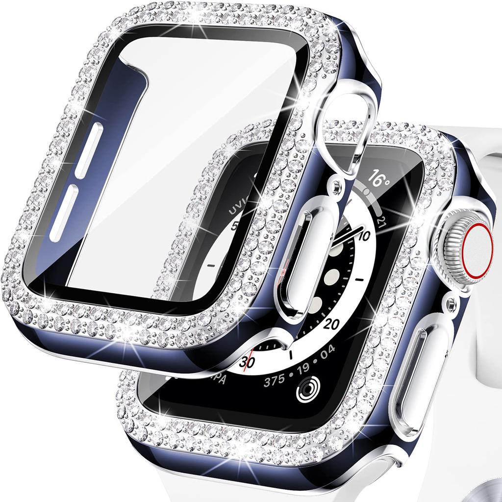 Glass+Cover For Apple Watch Case 40mm 44mm 45mm 41mm iWatch Accessories Diamond+Screen Protector Apple Watch Serie 3 5 6 SE 7 8