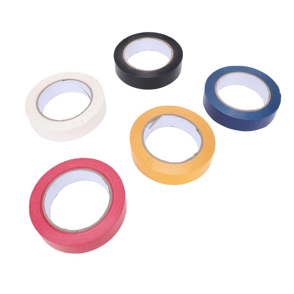 5pcs Floor Marking Tapes Yellow Red Blue Black White 1 Inch Width Vinyl Floor Tapes for Outdoor Sports Field Social