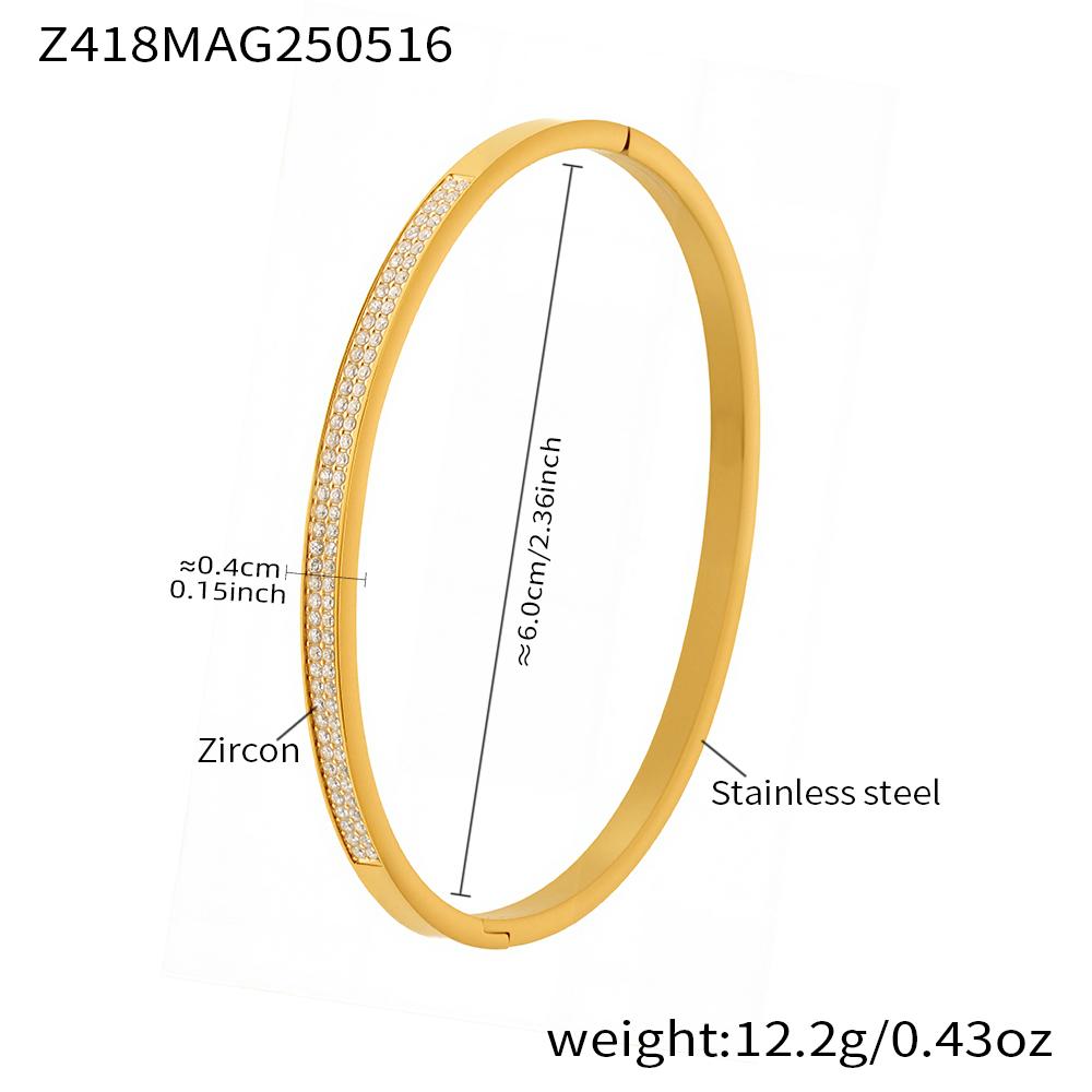 Minimalist Luxury Bracelet Bangles In Stainless Steel 18k Gold Plated With Shiny Zircon Non Tarnish Bracelets Bangle For Women