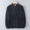Export Cut Label Cattle Goods Three Buttons Long Sleeves Men T-Shirt Tail Single Spring and Autumn Round Neck Combed Cotton Bottoming Shirt Tide