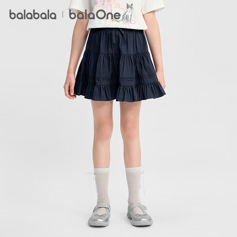 Balabala Girls' Sweet Plaid Skirt with Bow