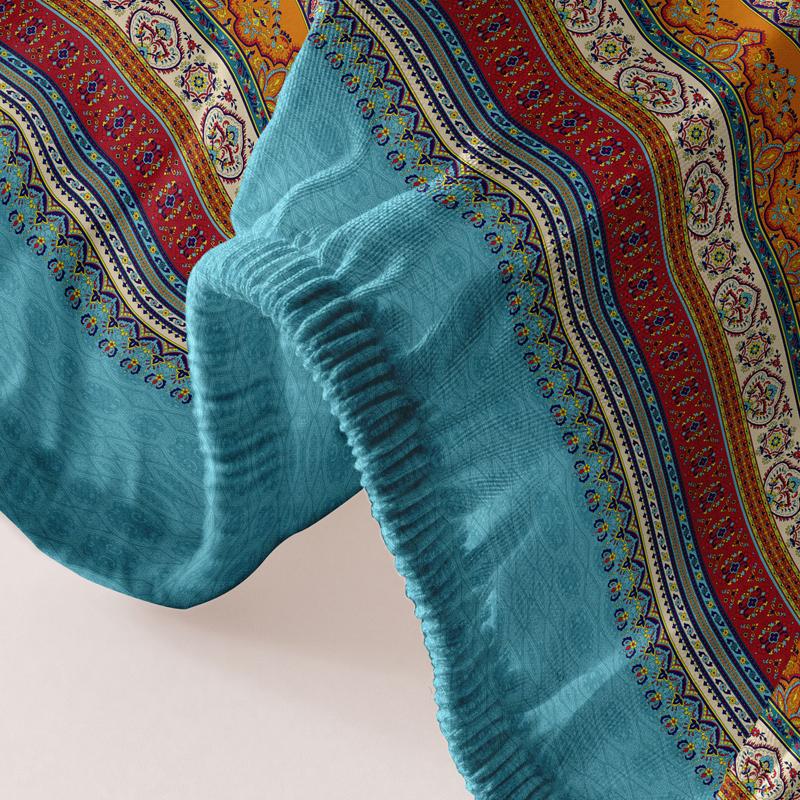 1 Simple Modern Bohemia Printed Matte Fitted Sheet, Bedroom Printed Bed Cover, Bedding (Excluding Pillowcases)