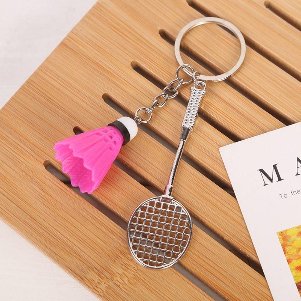 Plastic Badminton Keychain Zinc Zinc Alloy Bag Pendant Mini Badminton Metal Car Keychain  Key Decoration