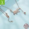 Fashion Cute Kitten S925 Sterling Silver Lady, Niche Design Naughty Cat Collarbone Chain Jewelry