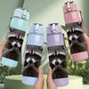 1PC Masked Raccoon Animal 750ml Color Plastic Sports Water Bottle Leakproof Flip Straw Lid Suitable for Sports Office Home Use
