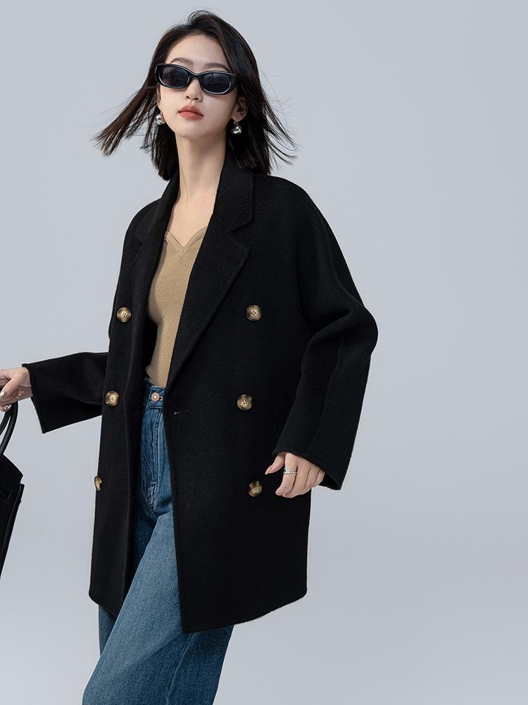 

Женское двустороннее пальто M Family 101801 из верблюжьей шерсти высокого класса на осень/зиму - Маленький размер. M [110-125 lbs]