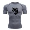 Men's Compression Workout T-Shirt, Stylish Wolf Graphic Shor