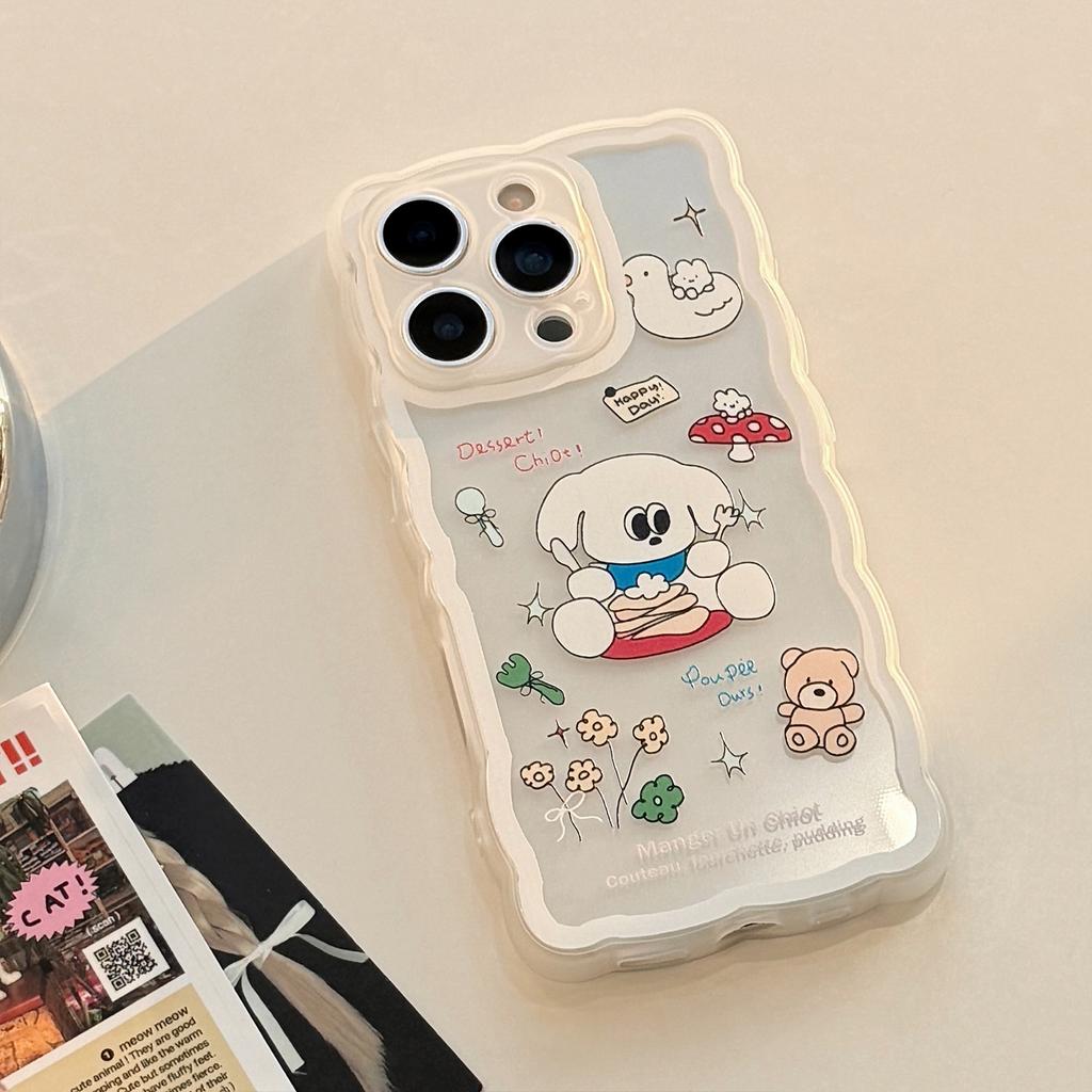 Für Apple 16 Pro Max Handyhülle für iPhone 15, niedlicher Welpe mit Reiskornmotiv, 14, All-inclusive, 1316, transparent